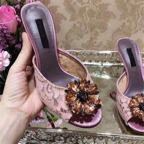 crystal embellished lace mules runway high heels pumps peep toe gladiator sandals women shoes trend sandalias mujer lady slipper, Black
crystal embellished lace mules runway high heels pumps peep toe gladiator sandals women shoes trend sandalias mujer lady slipper, Black