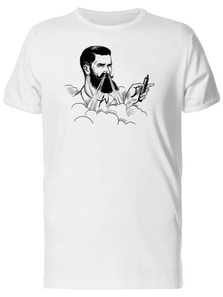 hipster with vaporizer sketch men's tee -image by shutterstock, White;black