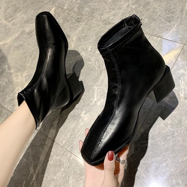 boots fad square toe mid heels ladies winter women shoes woman ankle vogue zipper leather, Black
boots fad square toe mid heels ladies winter women shoes woman ankle vogue zipper leather, Black