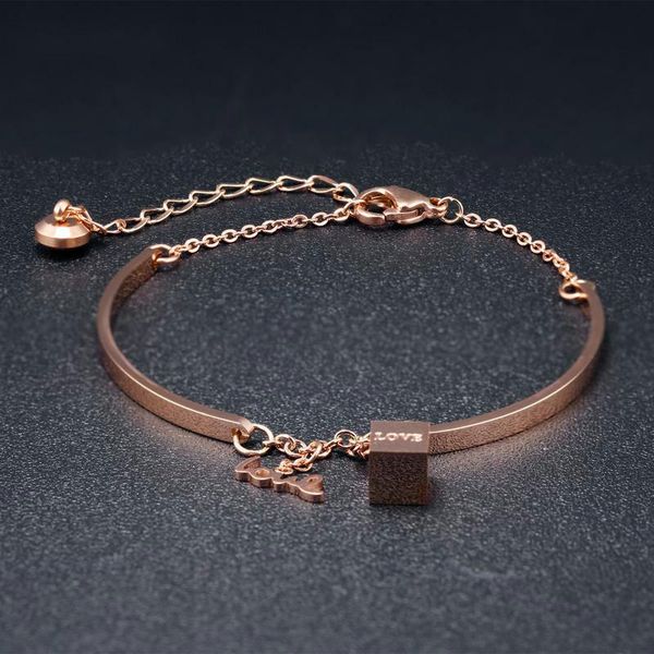 link, chain sale style titanium steel electroplating rose gold bracelet geometric square female gift, Black
link, chain sale style titanium steel electroplating rose gold bracelet geometric square female gift, Black