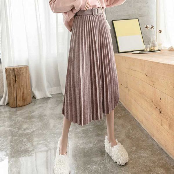 skirts autumn glitter retro pleated skirt high waist slimming mid-length solid color a-line fairy with belt, Black
skirts autumn glitter retro pleated skirt high waist slimming mid-length solid color a-line fairy with belt, Black