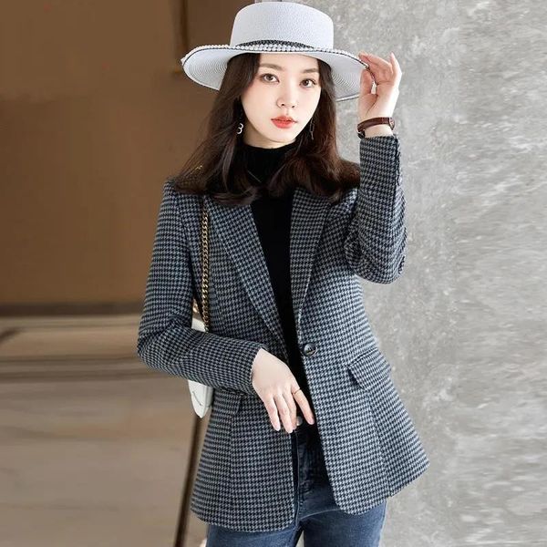 women's suits & blazers winter woolen blazer female houndstooth retro formal casual women suit, White;black
women's suits & blazers winter woolen blazer female houndstooth retro formal casual women suit, White;black