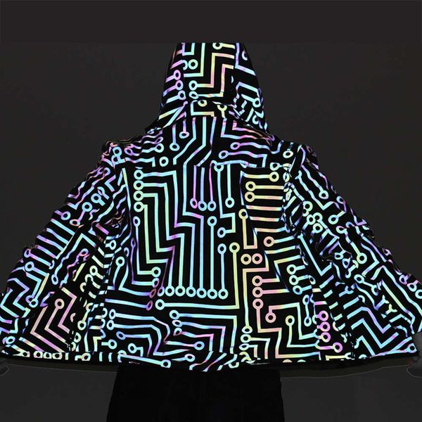 men's jackets coats circuit geometric pattern rainbow hip hop mechanical dance colorful reflective jacket psk2, Black;brown
men's jackets coats circuit geometric pattern rainbow hip hop mechanical dance colorful reflective jacket psk2, Black;brown