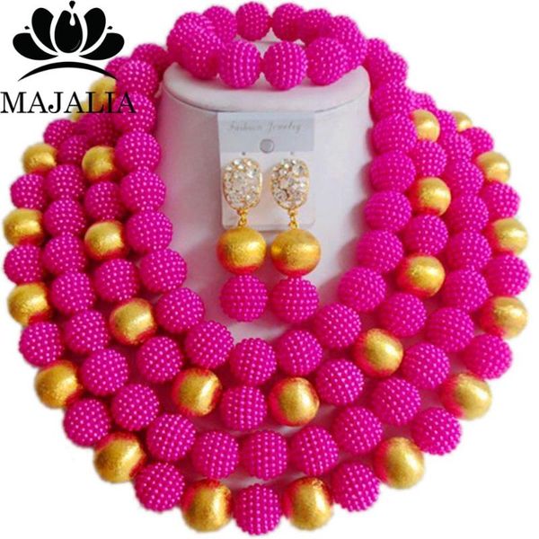 earrings & necklace luxury african beads jewelry set fuchsia pink bride nigerian wedding atm-430, Silver
earrings & necklace luxury african beads jewelry set fuchsia pink bride nigerian wedding atm-430, Silver