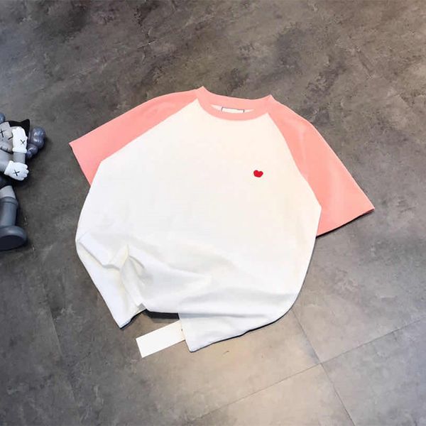design clothing new pink white raglan t-shirt embroidered red peach heart small label women's half sleeve qingdao
design clothing new pink white raglan t-shirt embroidered red peach heart small label women's half sleeve qingdao
