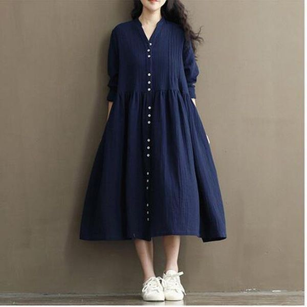 casual dresses 2021 spring bohemian women fashion korean retro v-neck long-sleeved loose plus size linen cotton long dress ae1083, Black;gray
casual dresses 2021 spring bohemian women fashion korean retro v-neck long-sleeved loose plus size linen cotton long dress ae1083, Black;gray
