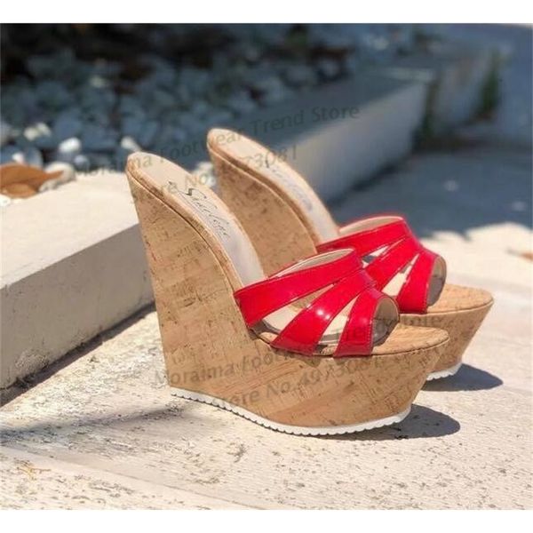 slippers summer open toe platform wedge sandal red black patent leather cutouts party dress shoe woman heels ot7y
slippers summer open toe platform wedge sandal red black patent leather cutouts party dress shoe woman heels ot7y