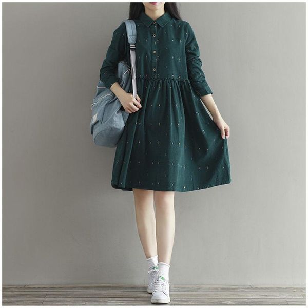 casual dresses plus size corduroy print mori girl autumn dress green turn-down collar button a-line long sleeve midi for women, Black;gray
casual dresses plus size corduroy print mori girl autumn dress green turn-down collar button a-line long sleeve midi for women, Black;gray