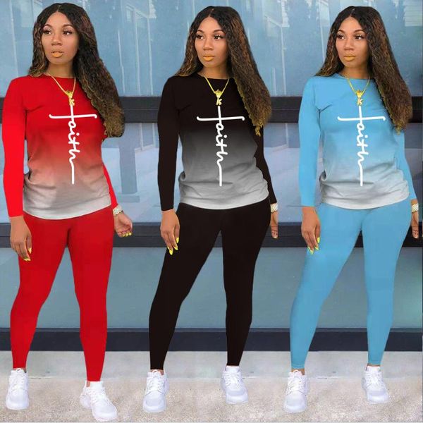 women's two piece pants autumn set women fashion gradient letter print long sleeve tshirt pant suit sports street, White
women's two piece pants autumn set women fashion gradient letter print long sleeve tshirt pant suit sports street, White