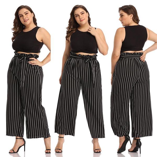 women's pants & capris whzhm autumn plus size 3xl 4xl wide leg women ruffles striped high waist loose sashes lacing black big ladies, Black;white
women's pants & capris whzhm autumn plus size 3xl 4xl wide leg women ruffles striped high waist loose sashes lacing black big ladies, Black;white
