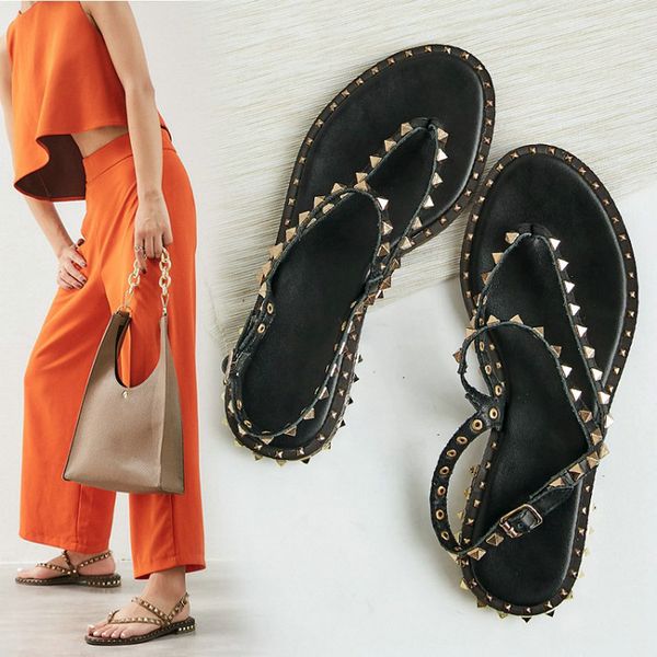 dress shoes 100% cow leather women sandals flip flop flat comfort woman summer rivets ladies sandals summer punk beach shoes kuxn, Black
dress shoes 100% cow leather women sandals flip flop flat comfort woman summer rivets ladies sandals summer punk beach shoes kuxn, Black