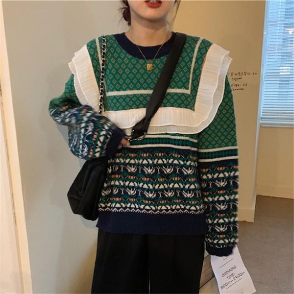 women's sweaters 2021 winter spring retro sweater women loose all-match fashion pullovers korean z7, White;black
women's sweaters 2021 winter spring retro sweater women loose all-match fashion pullovers korean z7, White;black