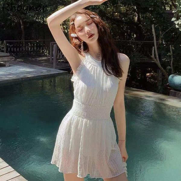 women's swimwear cover-up women fairy lace elegant patchwork mesh summer sleeveless slim korean style high waist fashion beachwear, White;black
women's swimwear cover-up women fairy lace elegant patchwork mesh summer sleeveless slim korean style high waist fashion beachwear, White;black