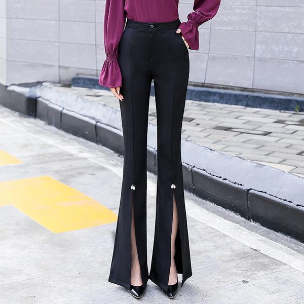 women's pants & capris 17zq women micro trousers high waist wide leg fashion split fork autumn winter streetwear pantalon femme 3908, Black;white
women's pants & capris 17zq women micro trousers high waist wide leg fashion split fork autumn winter streetwear pantalon femme 3908, Black;white