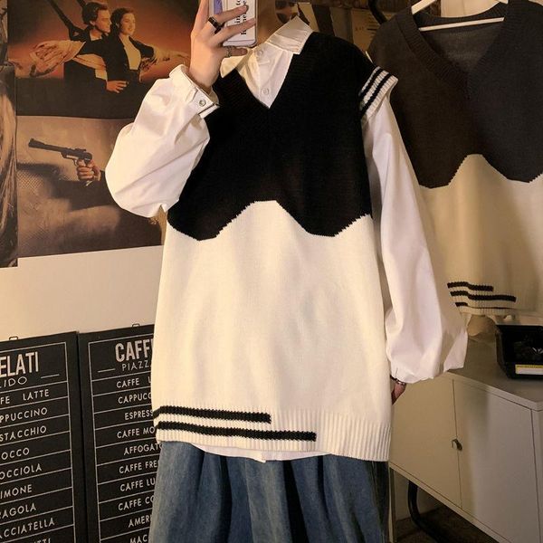men's vests autumn v-neck sweater vest men fashion casual knitted pullover korean loose sleeveless mens jumper clothing s-2xl, Black;white
men's vests autumn v-neck sweater vest men fashion casual knitted pullover korean loose sleeveless mens jumper clothing s-2xl, Black;white
