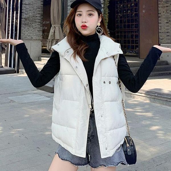 women's vests women vest cotton down coat 2021 fashion autumn winter females jacket short korean casual cc303, Black;white
women's vests women vest cotton down coat 2021 fashion autumn winter females jacket short korean casual cc303, Black;white