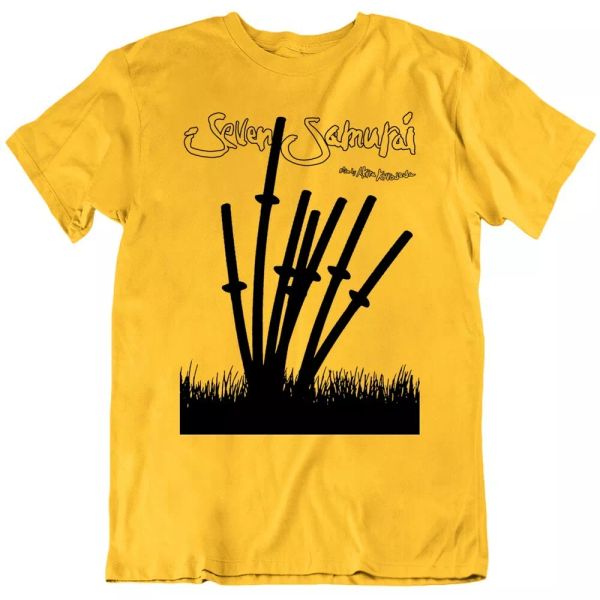 seven samurai akira kurosawa japanese movie fan t shirt, White;black