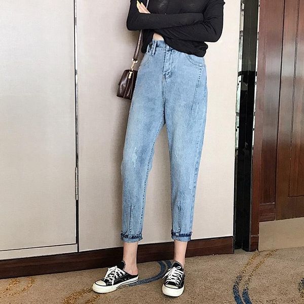 women's jeans make high waist women loose season show thin straight radish torre pants, Blue
women's jeans make high waist women loose season show thin straight radish torre pants, Blue