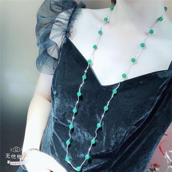 chains special offer 8mm green stone s tube sweater chain long necklace 90cm, Silver
chains special offer 8mm green stone s tube sweater chain long necklace 90cm, Silver