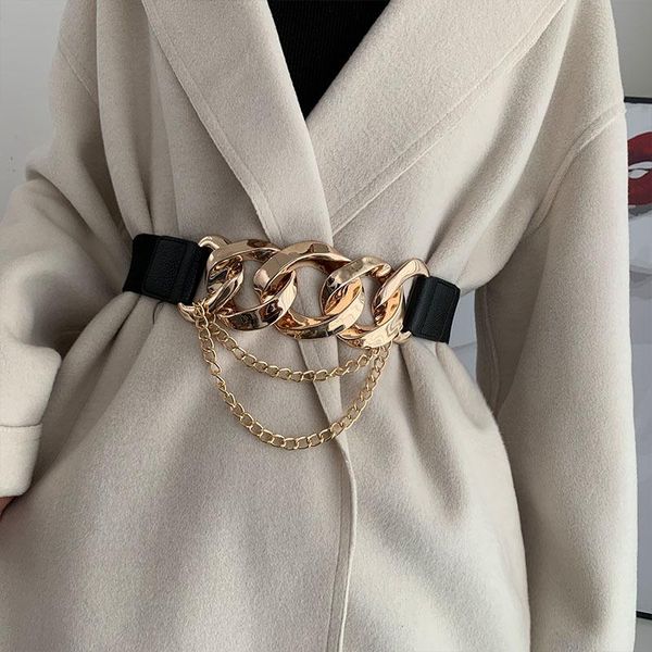 belts elastic belt trendy metal chain decoration girdle with coat dress retro, Black;brown
belts elastic belt trendy metal chain decoration girdle with coat dress retro, Black;brown