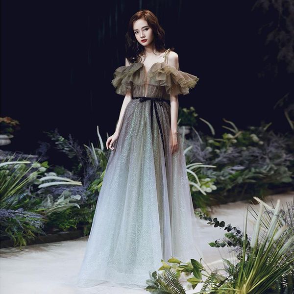 ethnic clothing brown-blue gradients fairy women cheongsam ruffles slash neck off shoulder vestidos exquisite bowknot maxi mesh qipao, Red
ethnic clothing brown-blue gradients fairy women cheongsam ruffles slash neck off shoulder vestidos exquisite bowknot maxi mesh qipao, Red