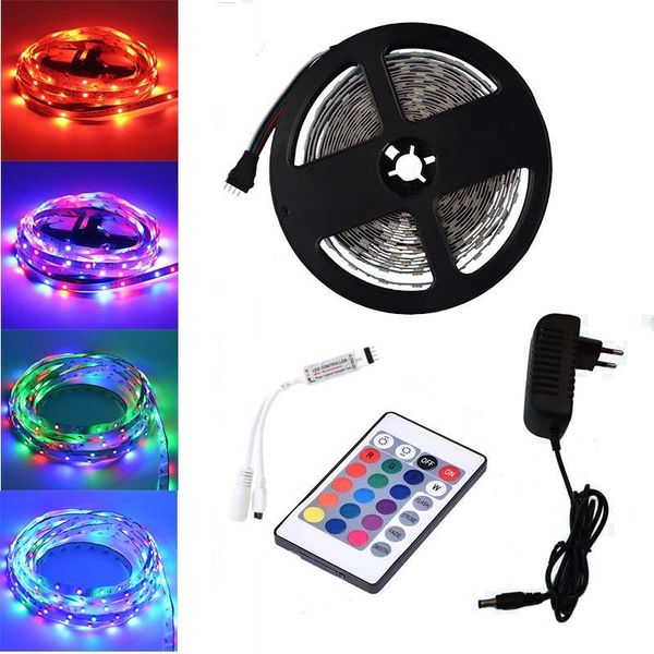 

strips 10m 15m led strip rgb light 5m waterproof smd 2835 flexible ribbon stripe dc12v diode tape ir controller adapter