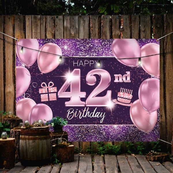 party decoration happy 42nd birthday banner backdrop - 42 decorations supplies for women pink purple gold
party decoration happy 42nd birthday banner backdrop - 42 decorations supplies for women pink purple gold