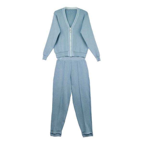 perhaps u women v neck knitted zipper long sleeve blackblue full length pants set autumn elastic t0032 210529, White
perhaps u women v neck knitted zipper long sleeve blackblue full length pants set autumn elastic t0032 210529, White
