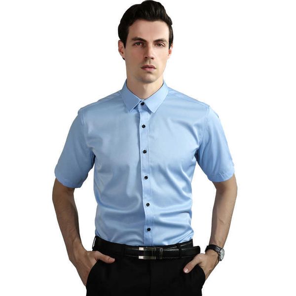 summer dress shirt non-iron short sleeve elastic solid formal pocketless social soft fit camisas blue white button male clothing 210609, White;black
summer dress shirt non-iron short sleeve elastic solid formal pocketless social soft fit camisas blue white button male clothing 210609, White;black