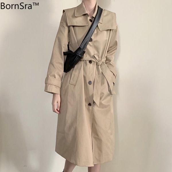 women's trench coats bornsra casual coat 2021 long windbreaker women korean single breasted with belt solid sleeve pockets outerwear, Tan;black
women's trench coats bornsra casual coat 2021 long windbreaker women korean single breasted with belt solid sleeve pockets outerwear, Tan;black