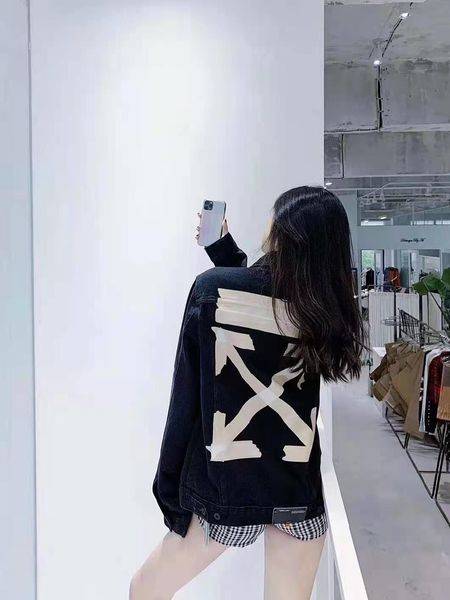 Correct Version of Off style White Unisex Trendy Top Painted Tape Arrstyle Denim Jacket, Black;brown
Correct Version of Off style White Unisex Trendy Top Painted Tape Arrstyle Denim Jacket, Black;brown