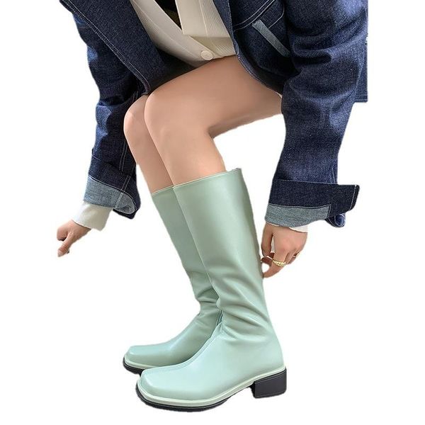 boots full barrel pure leather senior green square head spring and autumn cowhide thin rain long female knight, Black
boots full barrel pure leather senior green square head spring and autumn cowhide thin rain long female knight, Black