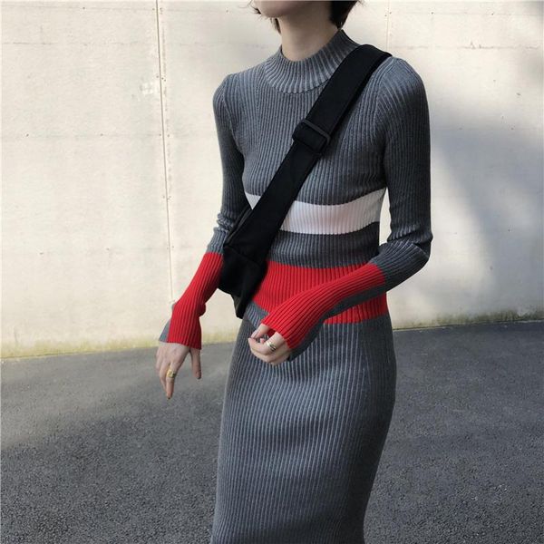 casual dresses genayooa sweater slim winter 2021 patckwork long sleeve autumn dress elegant knitted bodycon vestidos, Black;gray
casual dresses genayooa sweater slim winter 2021 patckwork long sleeve autumn dress elegant knitted bodycon vestidos, Black;gray