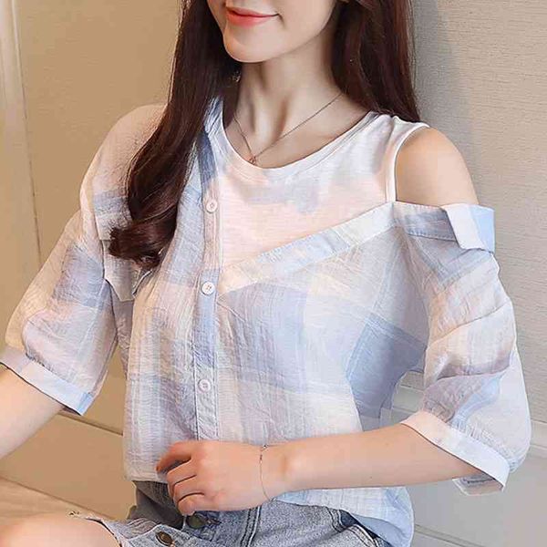 blouse women summer shirt short sleeve plaid chiffon clothes shirts blusas mujer d100 210426, White
blouse women summer shirt short sleeve plaid chiffon clothes shirts blusas mujer d100 210426, White