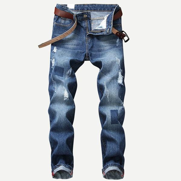 straight denim jeans men solid color bleached ripped washed the four seasons hole trousers fashion wild male clothing men's, Blue
straight denim jeans men solid color bleached ripped washed the four seasons hole trousers fashion wild male clothing men's, Blue