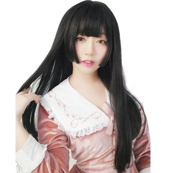 synthetic wigs long straight hair hime haircut of frontal wig heat resistant female cosplay with bangs, Black
synthetic wigs long straight hair hime haircut of frontal wig heat resistant female cosplay with bangs, Black