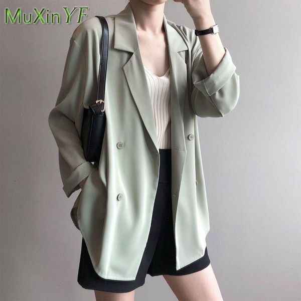 women's suits & blazers jacket autumn 2021 trend loose chiffon suit coat korean fashion elegant thin female casual clothing, White;black
women's suits & blazers jacket autumn 2021 trend loose chiffon suit coat korean fashion elegant thin female casual clothing, White;black