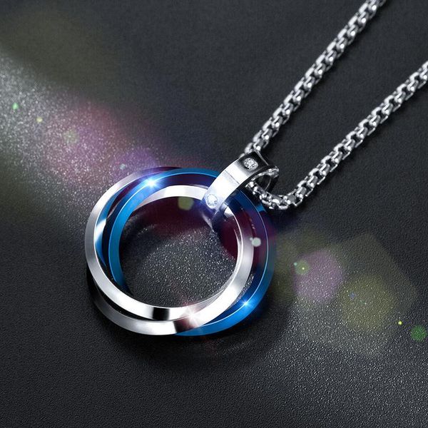 pendant necklaces fashion geometry 3-color circle necklace stainless steel blue black rose gold couple men's party jewelry gift, Silver
pendant necklaces fashion geometry 3-color circle necklace stainless steel blue black rose gold couple men's party jewelry gift, Silver