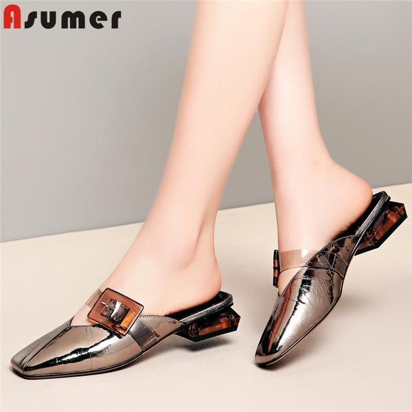 slippers asumer 2021 arrival genuine leather shoes women buckle square toe summer slip on ladies mules, Black
slippers asumer 2021 arrival genuine leather shoes women buckle square toe summer slip on ladies mules, Black