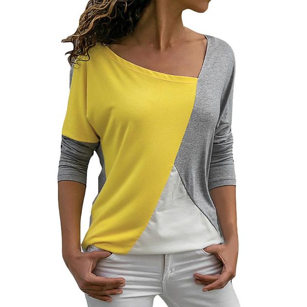 women's t-shirt casual fashion women patchwork color block long sleeve t shirt cotton minimalistic, White
women's t-shirt casual fashion women patchwork color block long sleeve t shirt cotton minimalistic, White