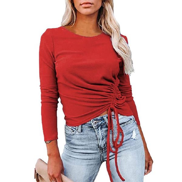 women's t-shirt lace up autumn black tees shirts white fashion club package ruched stretchy wrinkled t-shirts winter g2992
women's t-shirt lace up autumn black tees shirts white fashion club package ruched stretchy wrinkled t-shirts winter g2992
