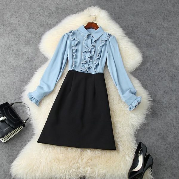 short dress women 2021 spring turn down collar long sleeved ruffles with diamonds patchwork high waist false two piece casual dresses, Black;gray
short dress women 2021 spring turn down collar long sleeved ruffles with diamonds patchwork high waist false two piece casual dresses, Black;gray