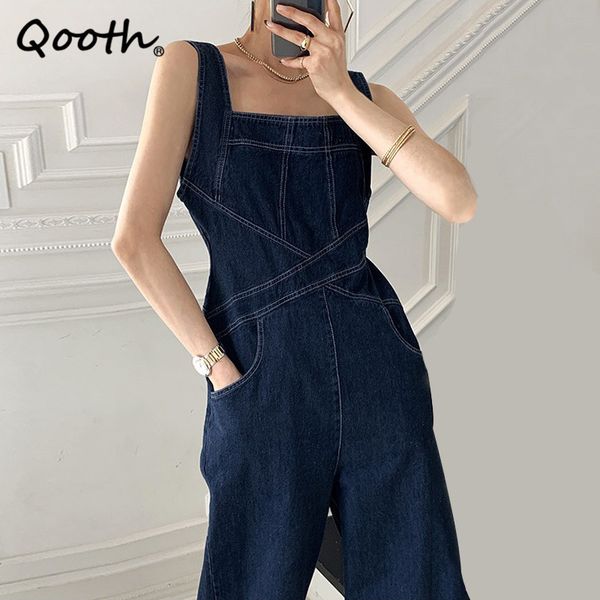 qooth summer retro square collar jean overalls double pockets design strap wide-leg suspenders all match fashion overalls qt718 210518, Blue
qooth summer retro square collar jean overalls double pockets design strap wide-leg suspenders all match fashion overalls qt718 210518, Blue