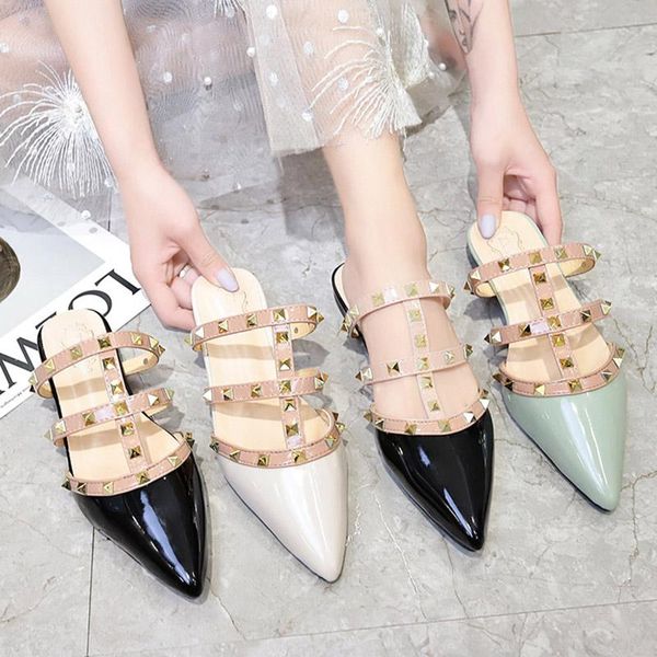 slippers 2021 summer women patent leather pointed toe slipper rivets slides flat shoes woman slip on zapatos mujer mules 8037n, Black
slippers 2021 summer women patent leather pointed toe slipper rivets slides flat shoes woman slip on zapatos mujer mules 8037n, Black