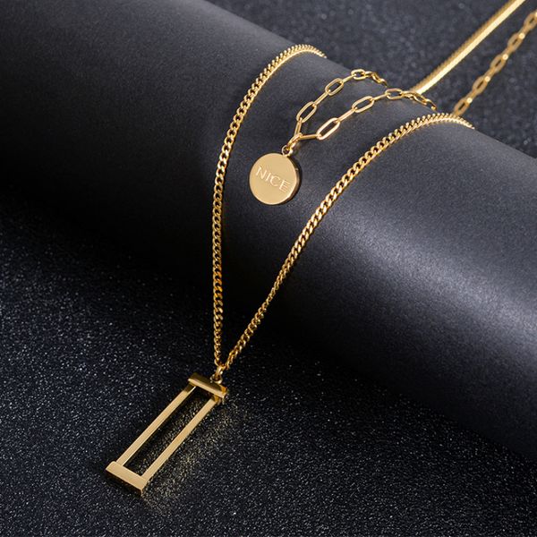 fashion hollow geometry pendant layered chain nice charm necklace, Silver
fashion hollow geometry pendant layered chain nice charm necklace, Silver