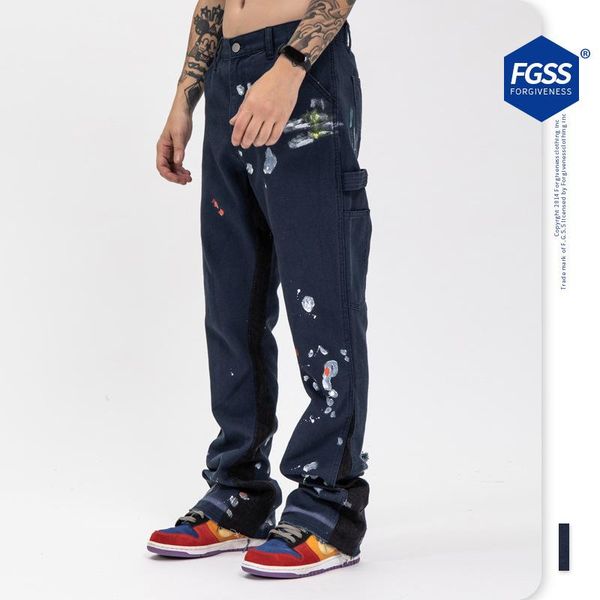 men's jeans autumn/winter 2021 hand-painted graffiti high street retro wide feet casual trend, Blue
men's jeans autumn/winter 2021 hand-painted graffiti high street retro wide feet casual trend, Blue
