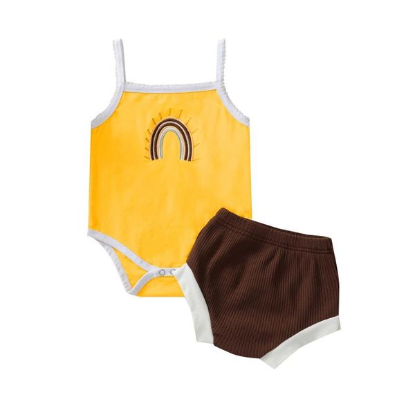 clothing sets baby girl clothes set, rainbow embroidery sleeveless sling romper + solid color short pants, White
clothing sets baby girl clothes set, rainbow embroidery sleeveless sling romper + solid color short pants, White