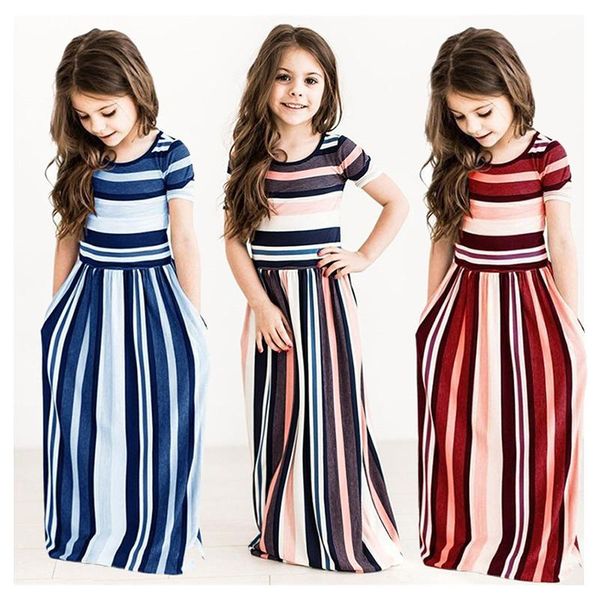 girl's dresses baby girl striped print long dress toddler beach strap clothes loose casual holiday maxi with pockets children, Red;yellow
girl's dresses baby girl striped print long dress toddler beach strap clothes loose casual holiday maxi with pockets children, Red;yellow