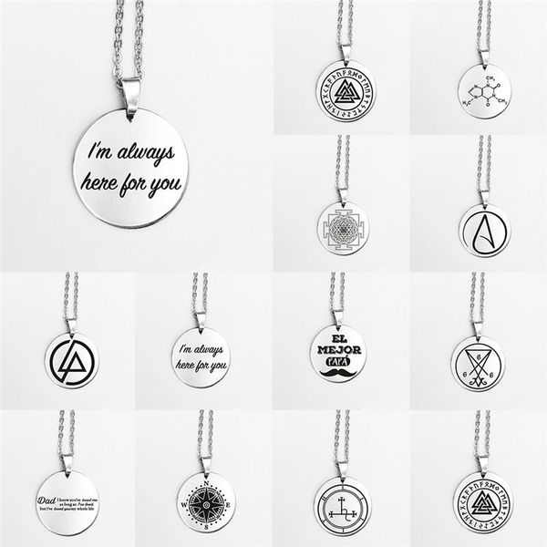 pendant necklaces pinksee 11 styles simple fashion letters compass pattern round necklace for women men gift traveler jewelry, Silver
pendant necklaces pinksee 11 styles simple fashion letters compass pattern round necklace for women men gift traveler jewelry, Silver