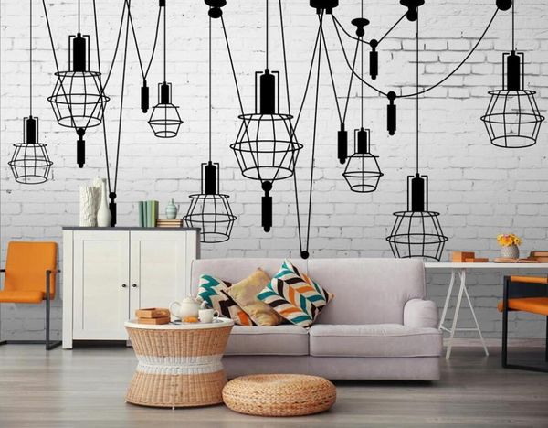 bacal custom 3d mural wallpapers retro nostalgia l brick wall chandelier cafe modern bedroom background 5d painting